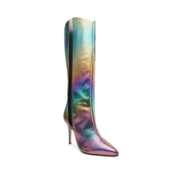 Schutz | Women's Maryana Metallic Leather Boot-Rainbow Light