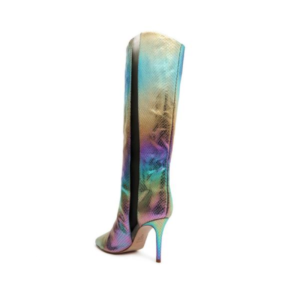 Schutz | Women's Maryana Metallic Leather Boot-Rainbow Light