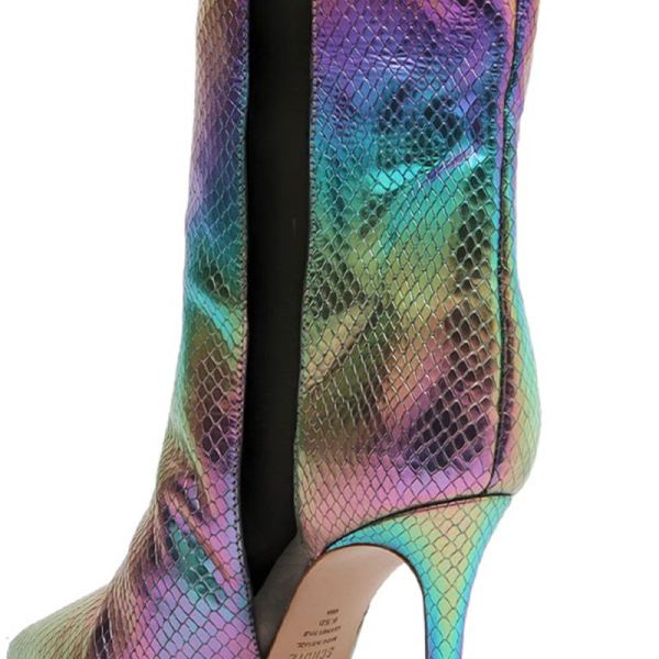 Schutz | Women's Maryana Metallic Leather Boot-Rainbow Light