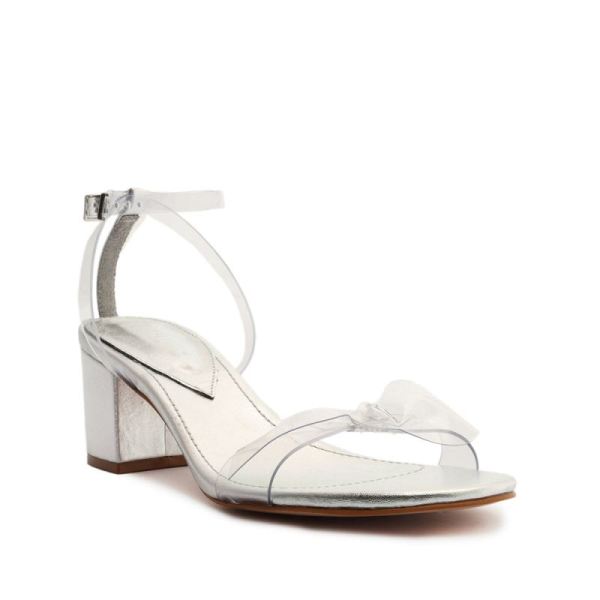 Schutz | Women's Elyda Mid Block Sandal-Silver