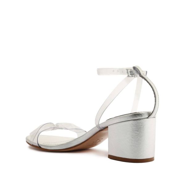 Schutz | Women's Elyda Mid Block Sandal-Silver