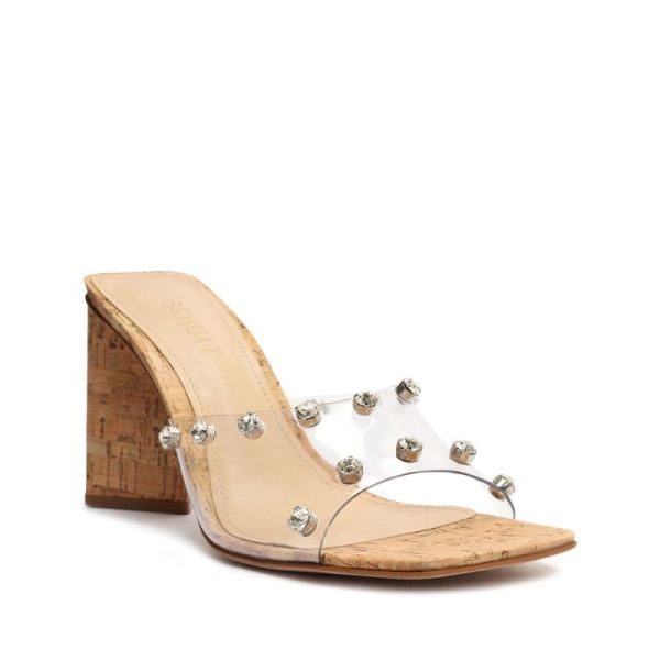 Schutz | Women's Lizah Cork Vinyl Sandal-Clear