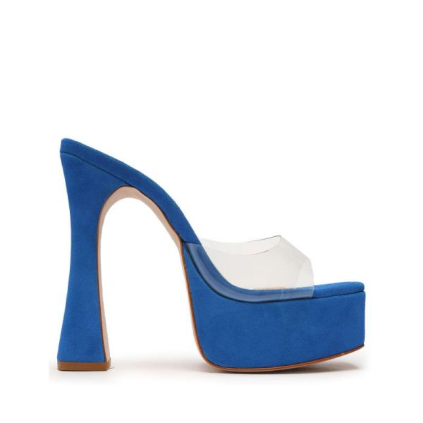 Schutz | Women's Haila Vinyl&Suede Sandal-Blue