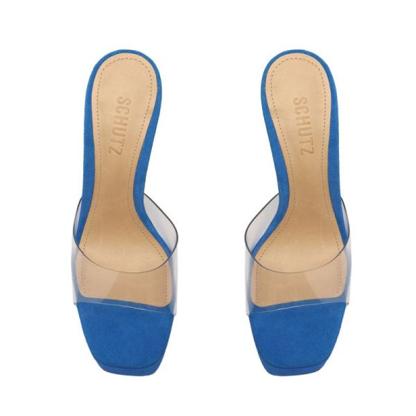 Schutz | Women's Haila Vinyl&Suede Sandal-Blue