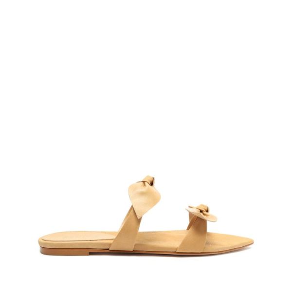 Schutz | Women's Elora Leather Flat Sandal-Light Wood