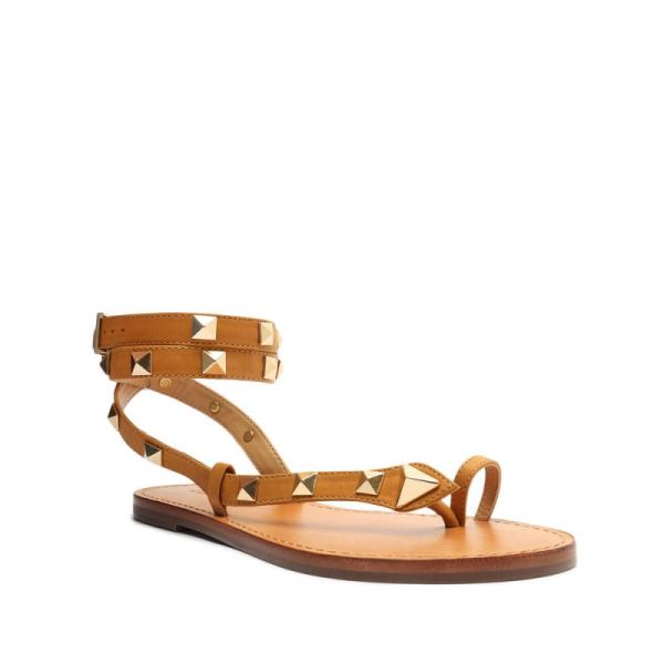 Schutz | Women's Courtney Studs Leather Sandal-Golden Ochre