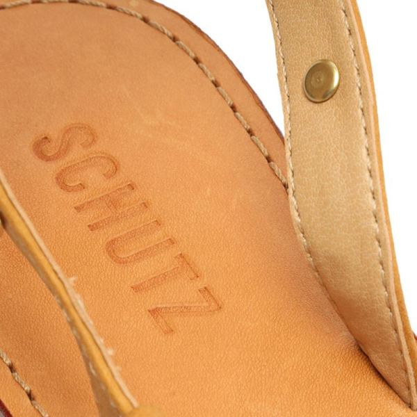 Schutz | Women's Courtney Studs Leather Sandal-Golden Ochre