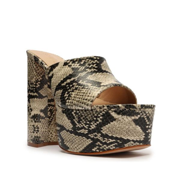 Schutz | Women's Darah Snake Embossed Leather Sandal-Natural Snake