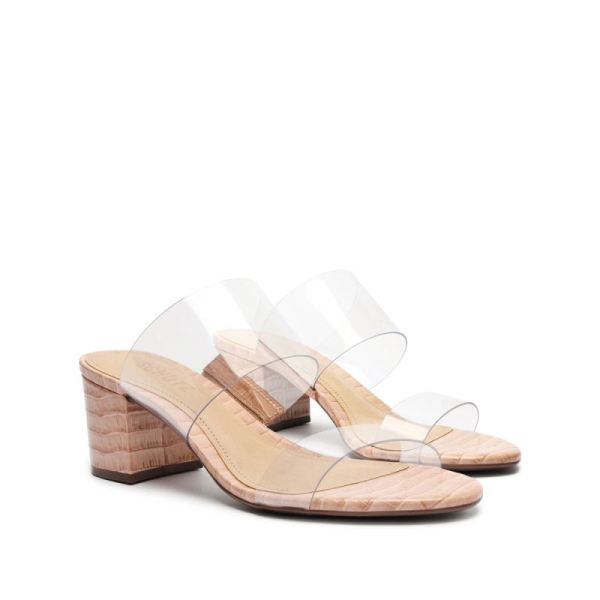 Schutz | Women's Victorie Crocodile-Embossed Leather Sandal-Sweet Rose