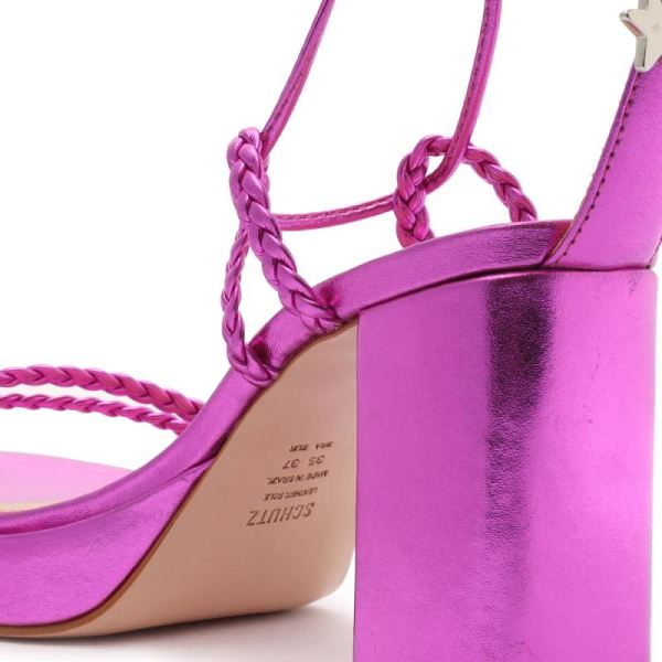 Schutz | Women's Lunah Metallic Nappa Sandal-Bright Violet