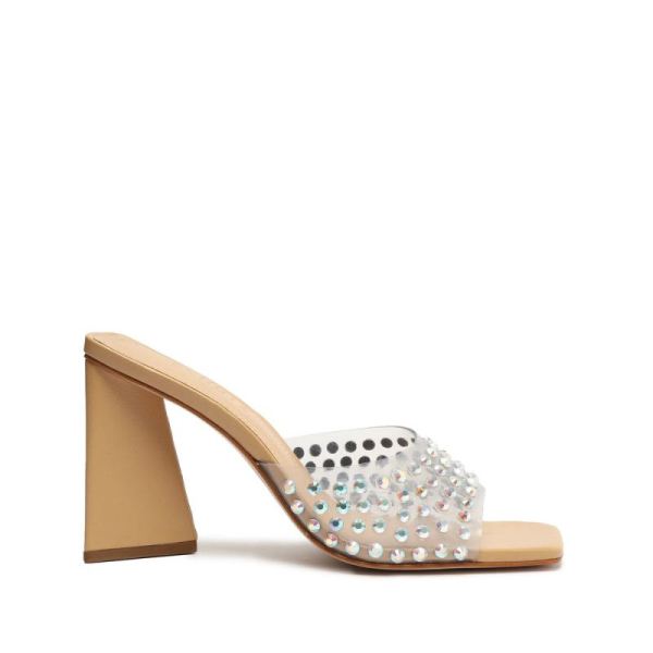 Schutz | Women's Lizah Crystal Vinyl Sandal-Light Nude