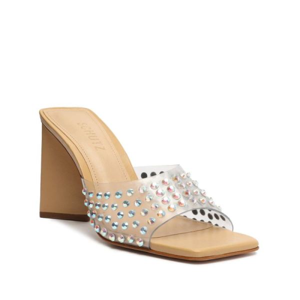 Schutz | Women's Lizah Crystal Vinyl Sandal-Light Nude