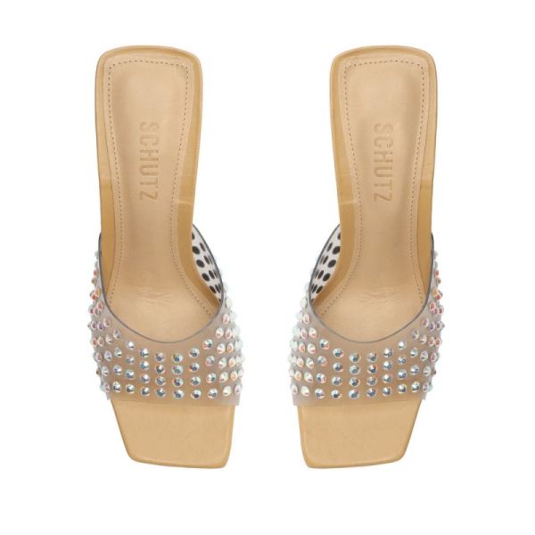 Schutz | Women's Lizah Crystal Vinyl Sandal-Light Nude