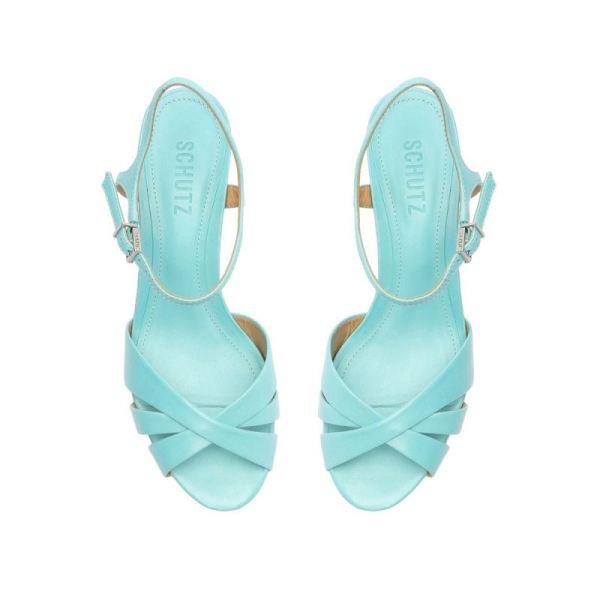 Schutz | Women's Keefa Leather Sandal-River Acqua