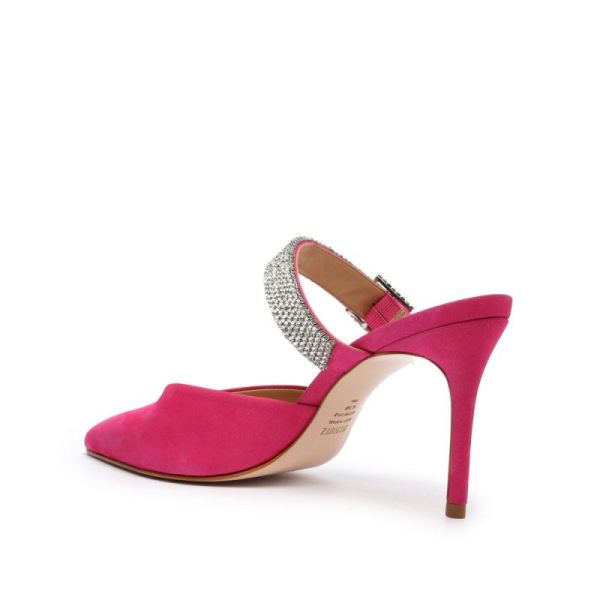 Schutz | Women's Tishara Nubuck&Rhinestones Pump-Hot Pink