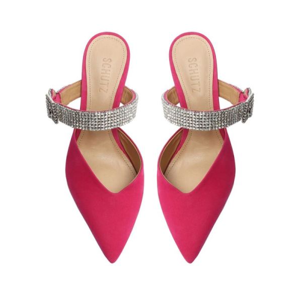 Schutz | Women's Tishara Nubuck&Rhinestones Pump-Hot Pink