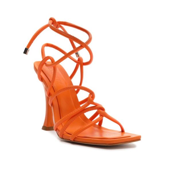 Schutz | Women's Toller Leather Sandal-Bright Tangerine