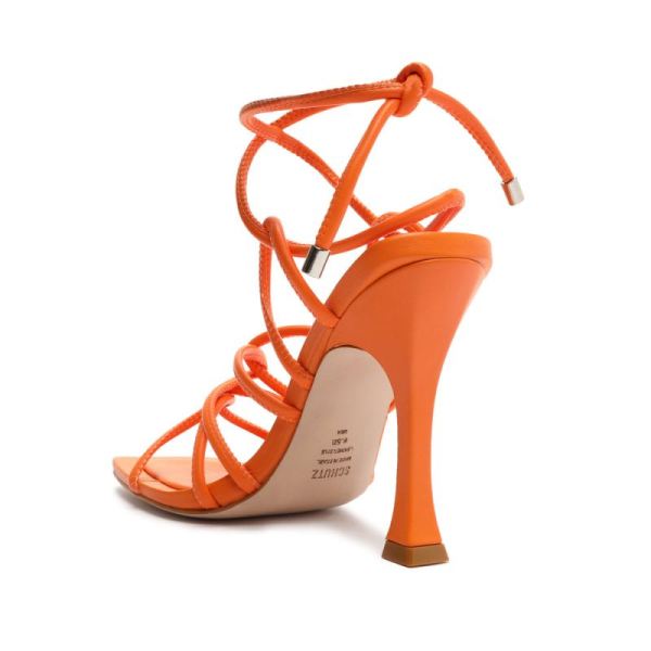 Schutz | Women's Toller Leather Sandal-Bright Tangerine