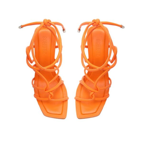 Schutz | Women's Toller Leather Sandal-Bright Tangerine