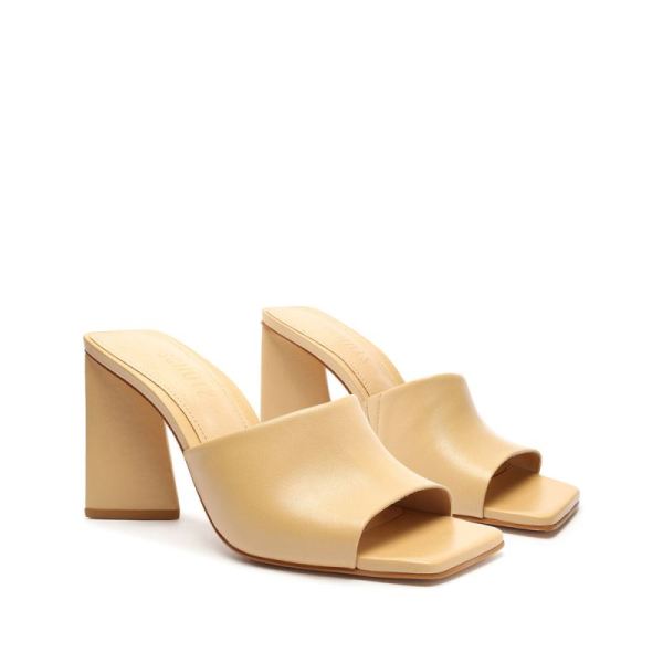 Schutz | Women's Lizah Leather Sandal: Minimal Chic Mood  -Honey Beige