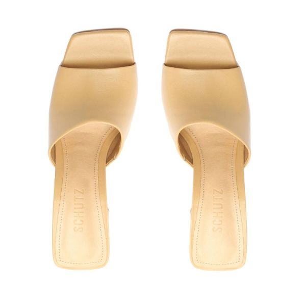 Schutz | Women's Lizah Leather Sandal: Minimal Chic Mood  -Honey Beige