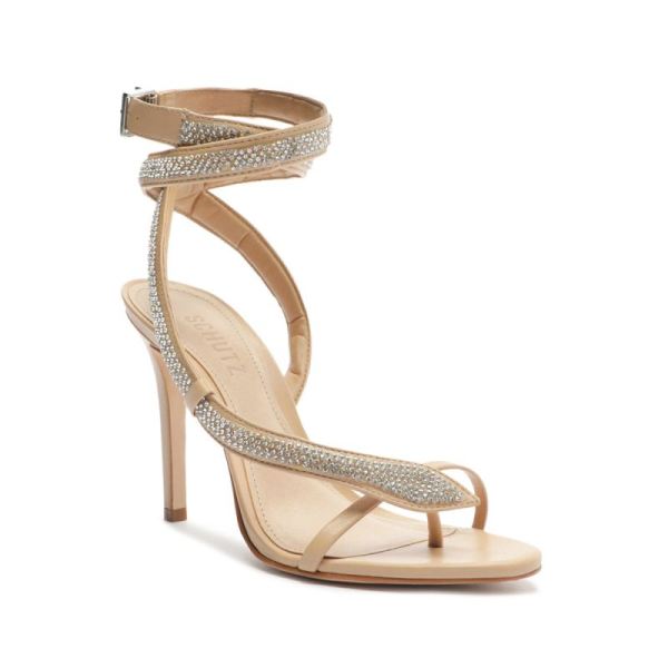 Schutz | Women's Courtney Crystal Nappa Leather Sandal-Gold