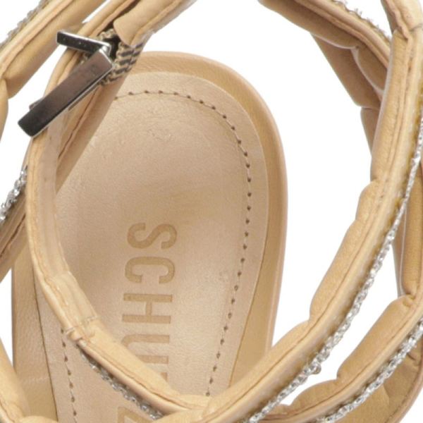 Schutz | Women's Courtney Crystal Nappa Leather Sandal-Gold