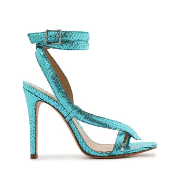 Schutz | Women's Courtney High Metallic Sandal-Turquesa