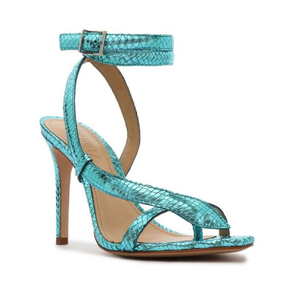 Schutz | Women's Courtney High Metallic Sandal-Turquesa