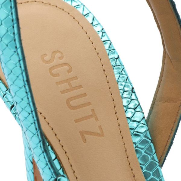 Schutz | Women's Courtney High Metallic Sandal-Turquesa