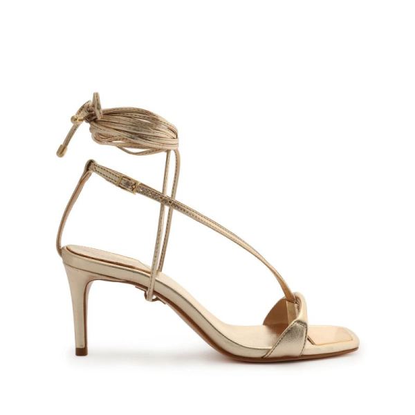 Schutz | Women's Vikki Lo Metallic Leather Sandal-Gold