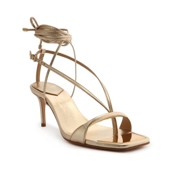 Schutz | Women's Vikki Lo Metallic Leather Sandal-Gold