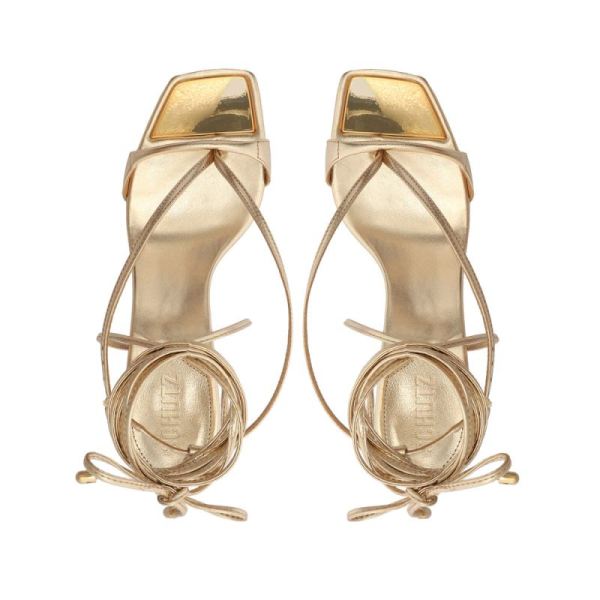 Schutz | Women's Vikki Lo Metallic Leather Sandal-Gold