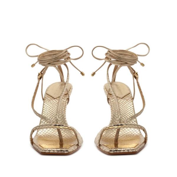 Schutz | Women's Vikki Metallic Leather Sandal-Gold