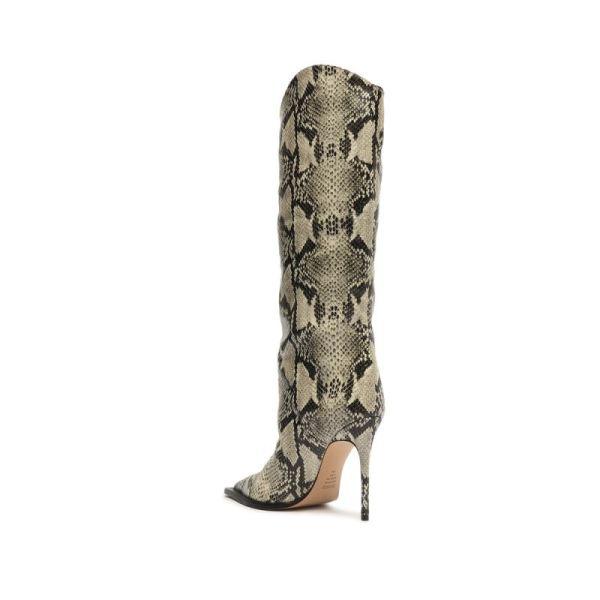 Schutz | Women's Maryana Welt Snake-Embossed Leather Boot-Natural Snake