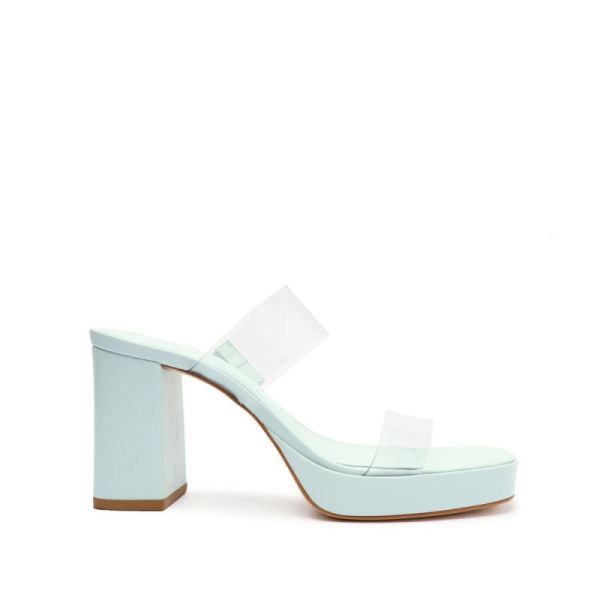 Schutz | Women's Ariella Platform Vinyl Sandal-Soft Sky