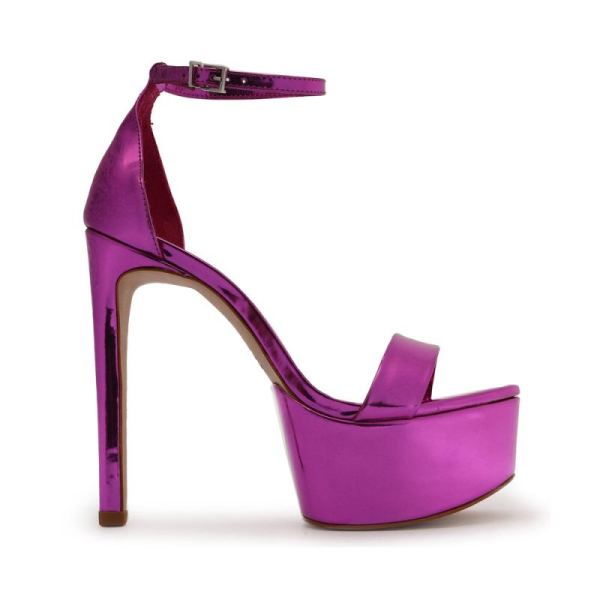 Schutz | Women's Cadey-Lee Platform Specchio Leather Sandal-Fucsia