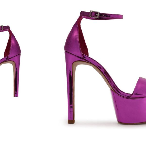 Schutz | Women's Cadey-Lee Platform Specchio Leather Sandal-Fucsia