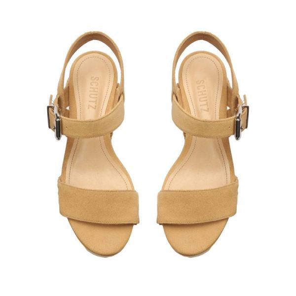 Schutz | Women's Gayleh Suede Sandal-Light Nude