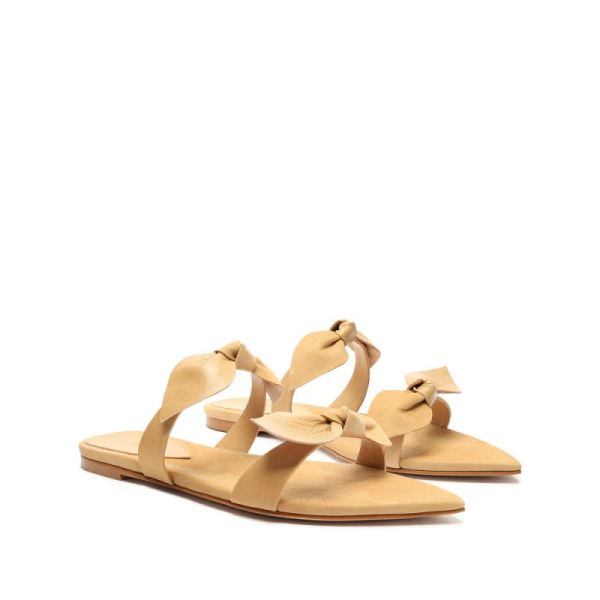 Schutz | Women's Elora Leather Flat Sandal-Light Wood