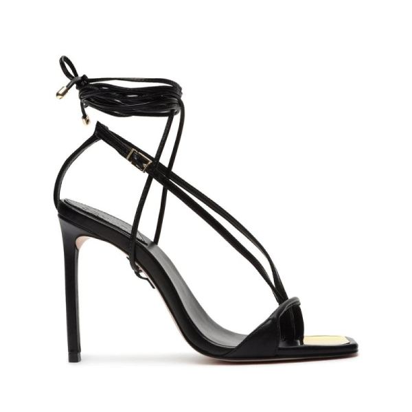 Schutz | Women's Vikki Leather Sandal | Stiletto-Heeled Style -Black