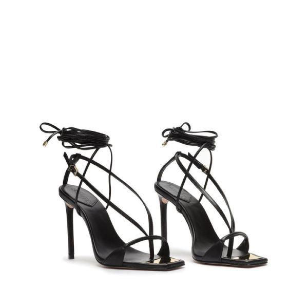 Schutz | Women's Vikki Leather Sandal | Stiletto-Heeled Style  -Black