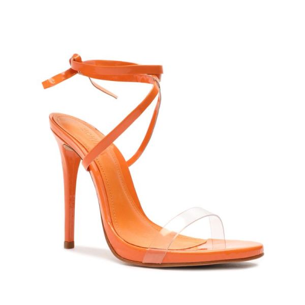 Schutz | Women's Cloe Vinyl Sandal-Bright Tangerine