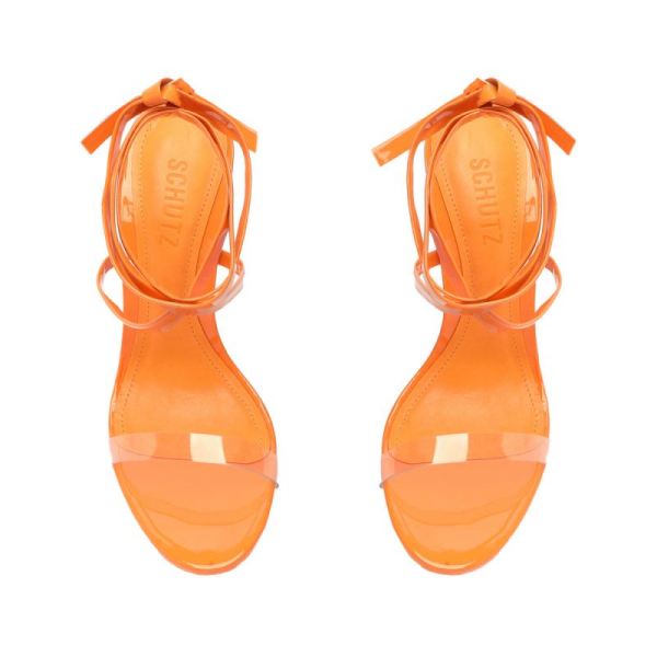 Schutz | Women's Cloe Vinyl Sandal-Bright Tangerine