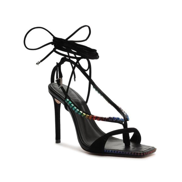 Schutz | Women's Vikki Crystal Nubuck Sandal-Black