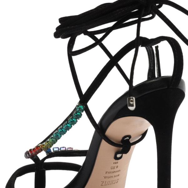 Schutz | Women's Vikki Crystal Nubuck Sandal-Black