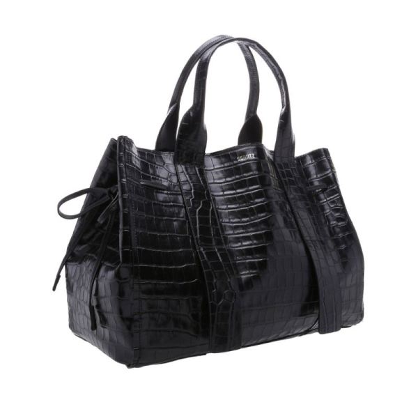 Schutz | Women's Maxi Crocodile-Embossed Leather Bag-Black