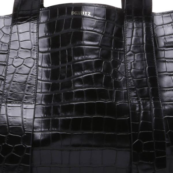 Schutz | Women's Maxi Crocodile-Embossed Leather Bag-Black