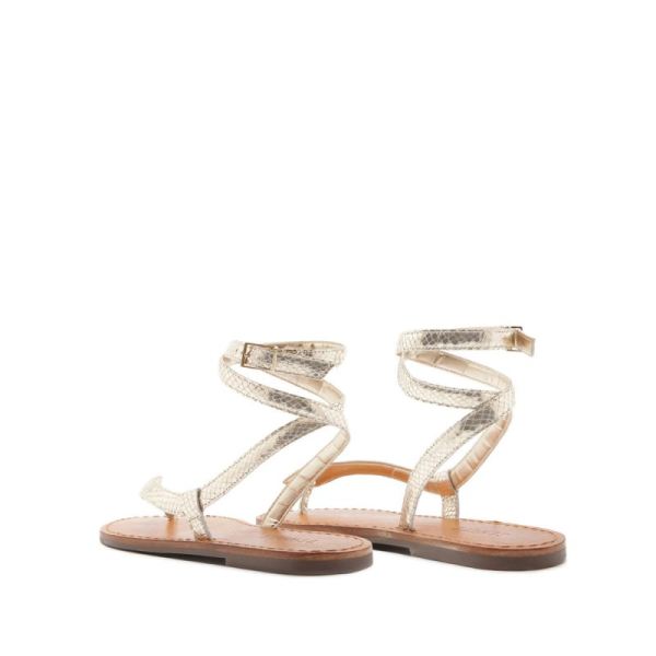 Schutz | Women's Courtney Metallic Leather Sandal-Light Gold