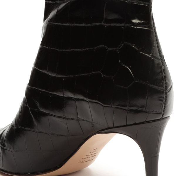 Schutz | Women's Van Crocodile-Embossed Leather Bootie-Black